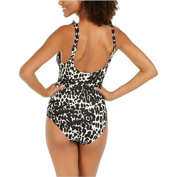 Dkny Women's COW Printed Underwire Tummy Control One-Piece Swimsuit Size 4 NWT - Picture 3 of 5